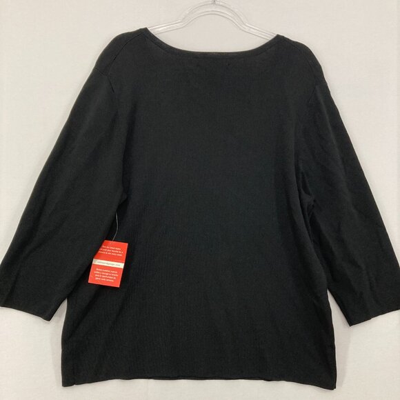 New Cable & Gauge size 2X Black Embellished 3/4 Sleeve Knit Sweater Evening - Picture 6 of 7